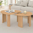 ID MARKET - Lot de 2 tables basses gigognes COLINE 70/50 bois façon hêtre - vignette