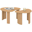 ID MARKET - Lot de 2 tables basses gigognes COLINE 70/50 bois façon hêtre - vignette