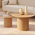 ID MARKET - Lot de 2 tables basses gigognes JULIETTE rondes 50/70 effet lattes tasseau bois coloris chêne - vignette
