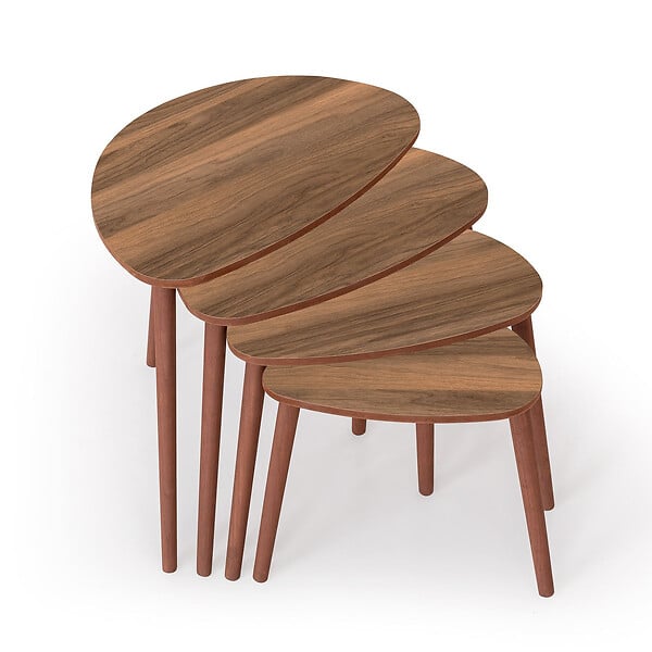 HABITAT ET JARDIN - Table gigogne (4 pièces) en bois "Nora" 68 x 45 x 55 cm - Noyer - large