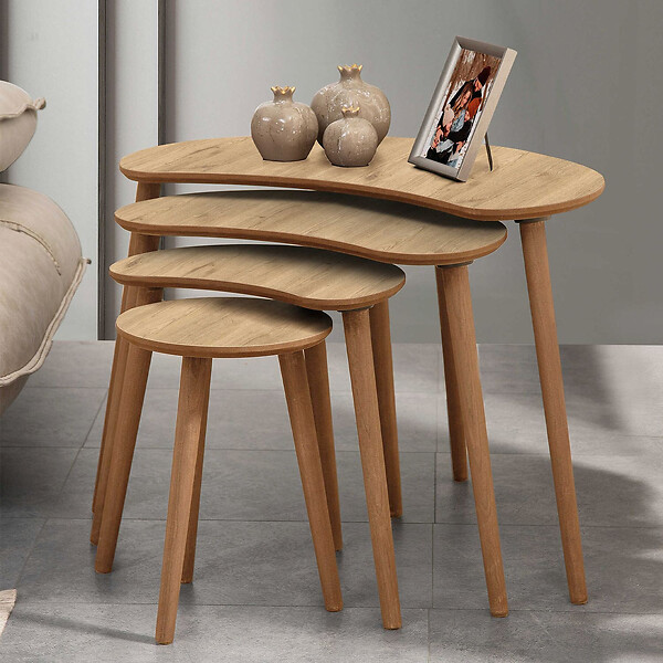 HABITAT ET JARDIN - Table gigogne (4 pièces) en bois "Moon" 40 x 75 x 55 cm - Chêne - large
