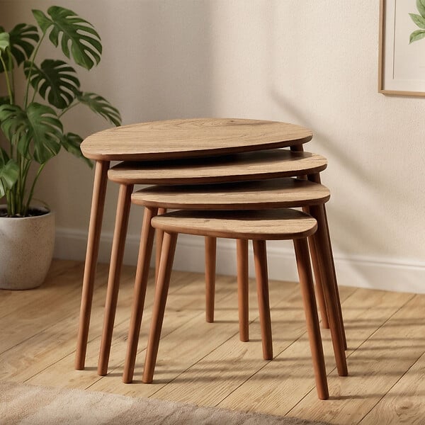 HABITAT ET JARDIN - Table gigogne (4 pièces) en bois "Nora" 68 x 45 x 55 cm - Chêne - large