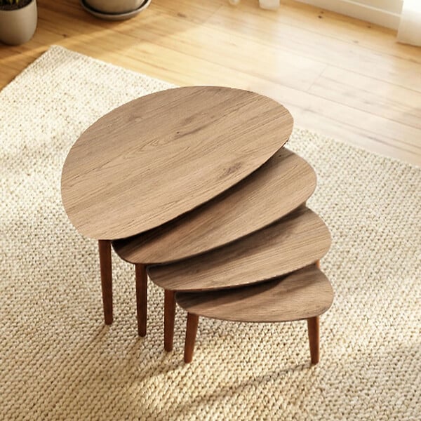HABITAT ET JARDIN - Table gigogne (4 pièces) en bois "Nora" 68 x 45 x 55 cm - Chêne - large