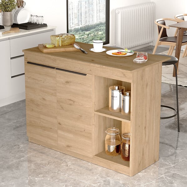 HABITAT ET JARDIN - Table de cuisine en bois "Siven" - 120 x 60 x 88 cm - Marron - large
