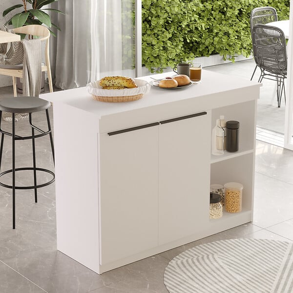 HABITAT ET JARDIN - Table de cuisine en bois "Orlando" - 120 x 60 x 88 cm - Blanc - large