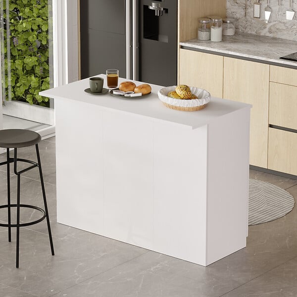 HABITAT ET JARDIN - Table de cuisine en bois "Orlando" - 120 x 60 x 88 cm - Blanc - large