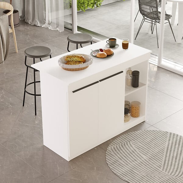 HABITAT ET JARDIN - Table de cuisine en bois "Orlando" - 120 x 60 x 88 cm - Blanc - large