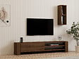 HABITAT ET JARDIN - Meuble TV avec étagère murale en bois "Naz" - 160 x 26 x 33 cm - Marron - vignette