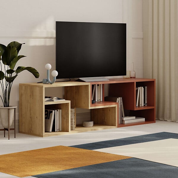 HABITAT ET JARDIN - Meuble TV modulable en bois "Glis" - 145 x 35 x 44 cm - Terracotta - large