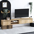 HABITAT ET JARDIN - Meuble TV suspendu avec étagère murale en bois "Heka" - 180 x 30 x 25 cm - Beige - vignette