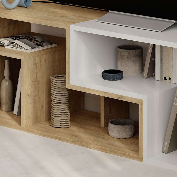 HABITAT ET JARDIN - Meuble TV modulable en bois "Glis" - 145 x 35 x 44 cm - Blanc - large