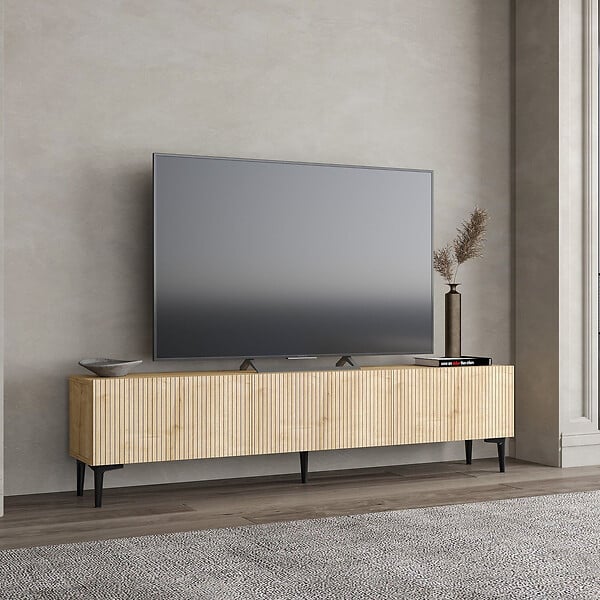 HABITAT ET JARDIN - Meuble TV en bois "Oscar" - 180 x 31 x 45 cm - Marron clair - large