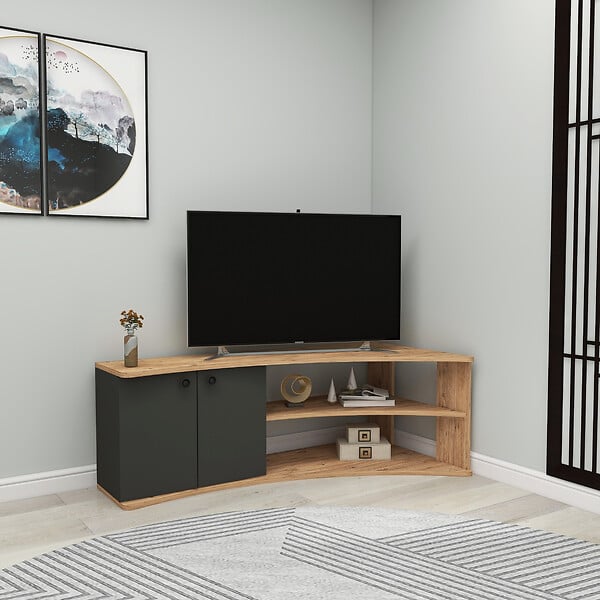 HABITAT ET JARDIN - Meuble TV d'angle en bois "Termera" - 135 x 67 x 48 cm - Marron - large