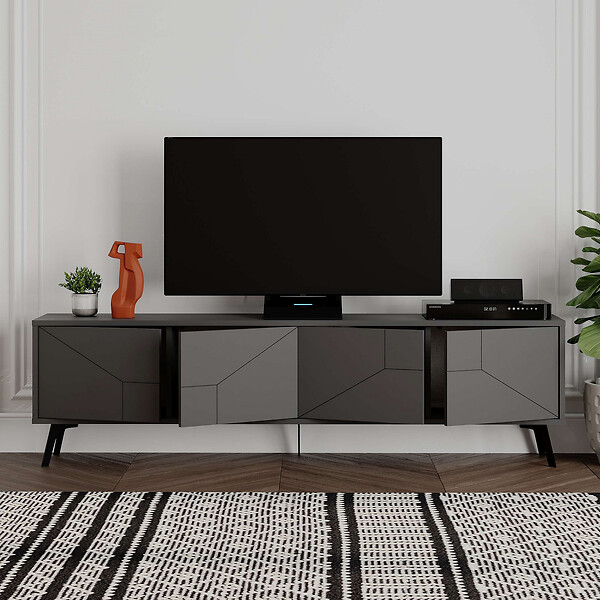 HABITAT ET JARDIN - Meuble TV en bois "Dune" - 180 x 29 x 50 cm - Gris anthracite - large