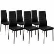 ID MARKET - Lot de 6 chaises ROMANE noires pour salle à manger - vignette