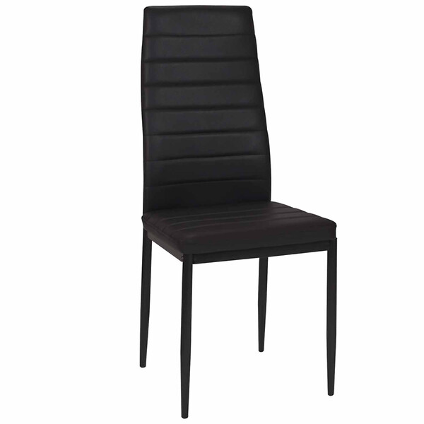 ID MARKET - Lot de 6 chaises ROMANE noires pour salle à manger - large