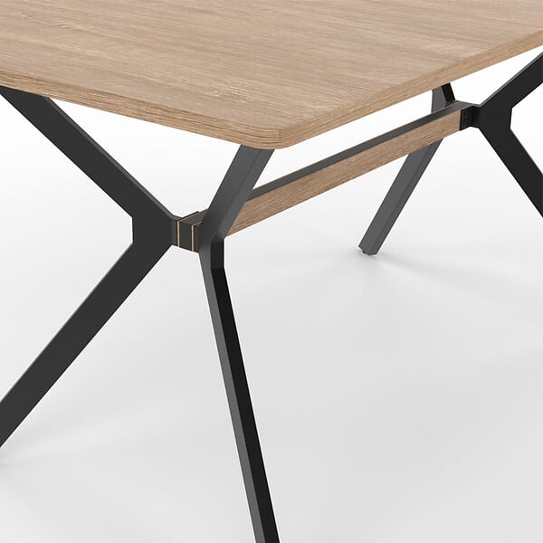 ID MARKET - Table à manger rectangle LOUISON 8 personnes bois et noir design industriel 160 cm - large