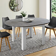 ID MARKET - Table à manger extensible ronde DONA 4-8 personnes blanc plateau effet béton 110-150 cm - vignette