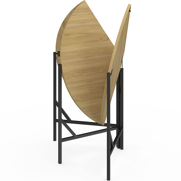 ID MARKET - Table à manger pliante ronde YAEL 4 personnes bois et noir design industriel 110 cm - large