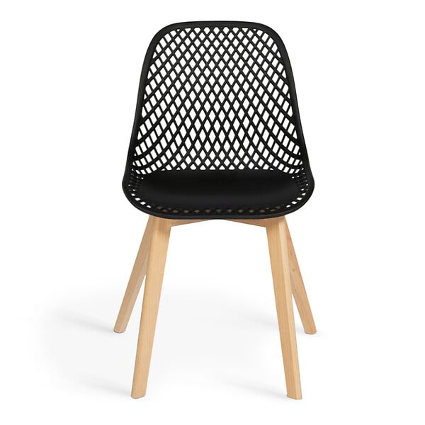 ID MARKET - Lot de 4 chaises MANDY noires pour salle à manger - large