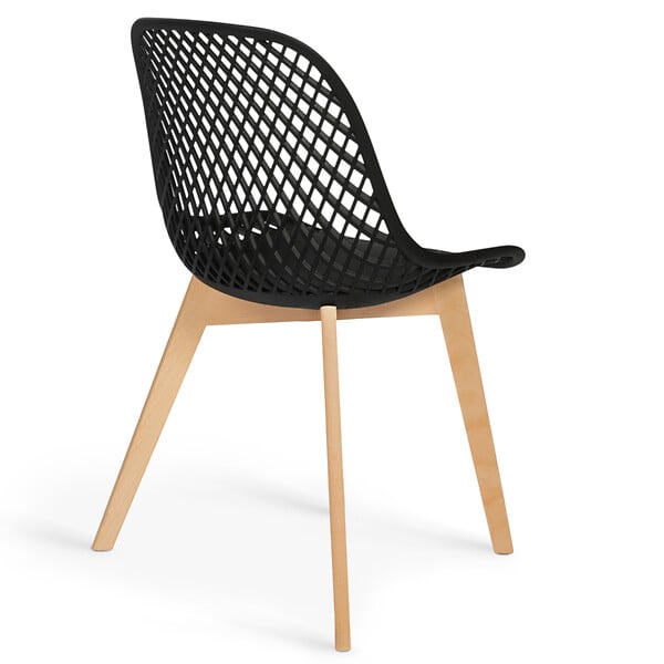 ID MARKET - Lot de 4 chaises MANDY noires pour salle à manger - large
