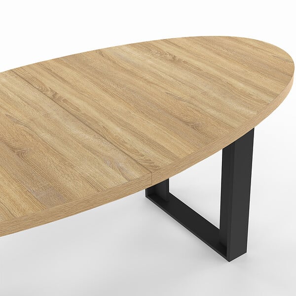 ID MARKET - Table à manger PHOENIX 8 personnes ovale 200 cm bois et noir - large