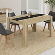 ID MARKET - Table à manger rectangle GEORGIA 6 personnes imitation hêtre et noire 140 x 80 cm - vignette