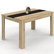 ID MARKET - Table à manger rectangle GEORGIA 6 personnes imitation hêtre et noire 140 x 80 cm - vignette