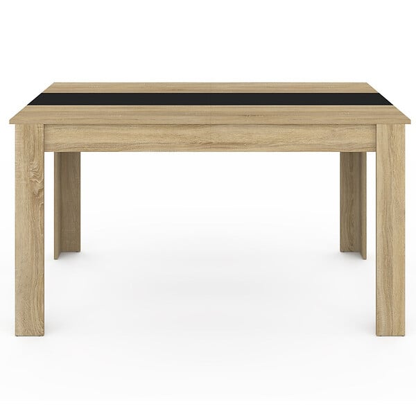 ID MARKET - Table à manger rectangle GEORGIA 6 personnes imitation hêtre et noire 140 x 80 cm - large