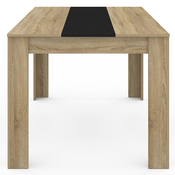 ID MARKET - Table à manger rectangle GEORGIA 6 personnes imitation hêtre et noire 140 x 80 cm - large