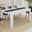 ID MARKET - Table à manger rectangle GEORGIA 8 personnes blanche et grise 160 x 80 cm - vignette