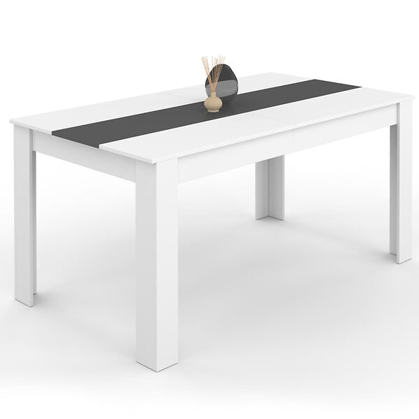 ID MARKET - Table à manger rectangle GEORGIA 8 personnes blanche et grise 160 x 80 cm - large