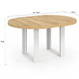 ID MARKET - Table à manger extensible ronde PHOENIX 4-6 personnes bois et blanc 110-150 cm - vignette