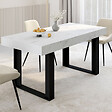 ID MARKET - Table à manger extensible rectangle PHOENIX 4-8 personnes plateau effet marbre blanc ALASKA 160-200 cm - vignette