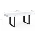 ID MARKET - Table à manger extensible rectangle PHOENIX 4-8 personnes plateau effet marbre blanc ALASKA 160-200 cm - vignette