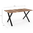 ID MARKET - Table à manger rectangle DAKOTA 6 personnes pieds forme en X design industriel 160 cm - vignette