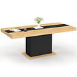 ID MARKET - Table à manger extensible rectangle EDEN 6-10 personnes bois et noir bande centrale noire 160-200 cm - vignette