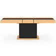 ID MARKET - Table à manger extensible rectangle EDEN 6-10 personnes bois et noir bande centrale noire 160-200 cm - vignette