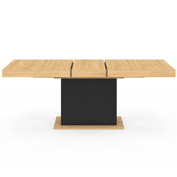 ID MARKET - Table à manger extensible rectangle EDEN 6-10 personnes bois et noir 160-200 cm - large