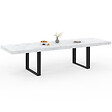 ID MARKET - Table à manger extensible PHOENIX rectangle 6-12 personnes plateau effet marbre blanc ALASKA 200-300 cm - vignette