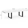 ID MARKET - Table à manger extensible PHOENIX rectangle 6-12 personnes plateau effet marbre blanc ALASKA 200-300 cm - vignette