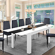 ID MARKET - Table à manger extensible rectangle GEORGIA 6-10 personnes blanche et noire 140-220 x 90 cm - vignette