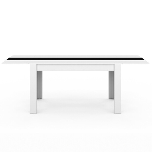 ID MARKET - Table à manger extensible rectangle GEORGIA 6-10 personnes blanche et noire 140-220 x 90 cm - large