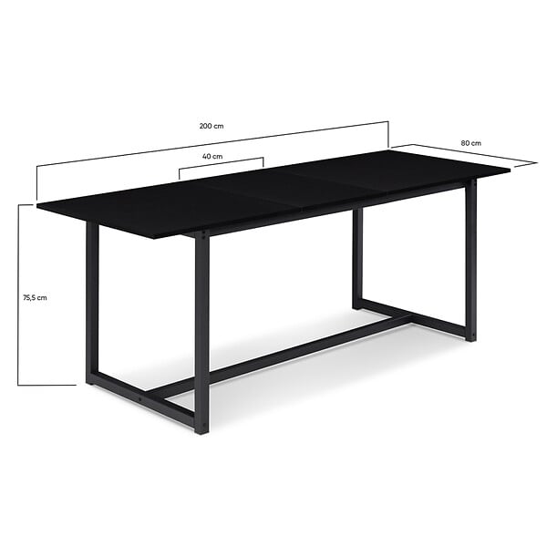 ID MARKET - Table à manger extensible rectangle DELSON 6-10 personnes design industriel 160-200 cm - large
