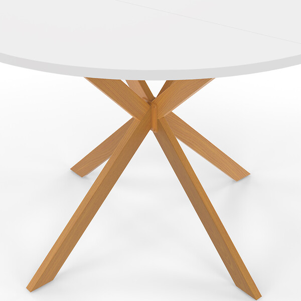 ID MARKET - Table à manger ronde ALIX 6 personnes pied araignée bois plateau blanc GISELE 110 cm - large