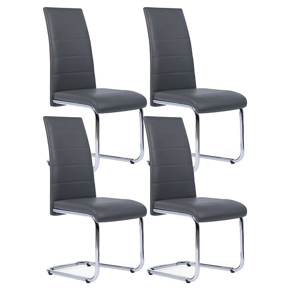 ID MARKET - Lot de 4 chaises MIA grises pour salle à manger - large