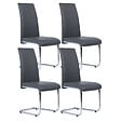 ID MARKET - Lot de 4 chaises MIA grises pour salle à manger - vignette