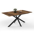 ID MARKET - Table à manger extensible rectangle ALIX 6-10 personnes pied araignée noir et plateau bois foncé HAWKINS 160-200 cm - vignette