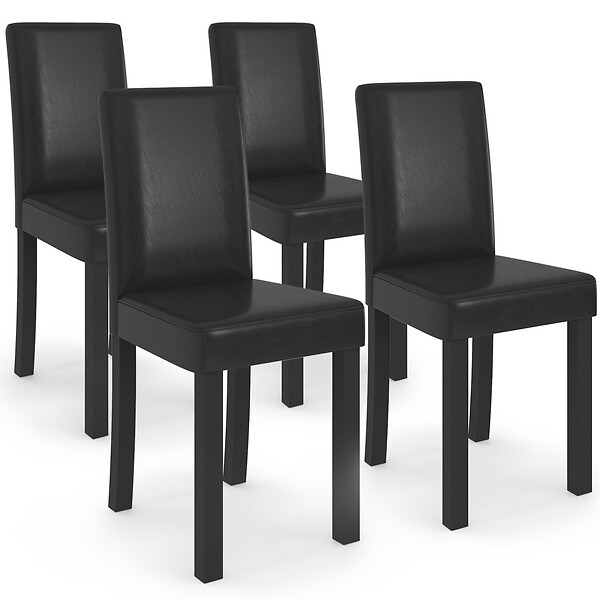 ID MARKET - Lot de 4 chaises HANNAH noires pour salle à manger - large