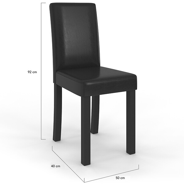 ID MARKET - Lot de 4 chaises HANNAH noires pour salle à manger - large